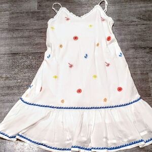 Cynthia Rowley White Cotton Dress Nightgown Swim Cover Coastal Nautical SZ S